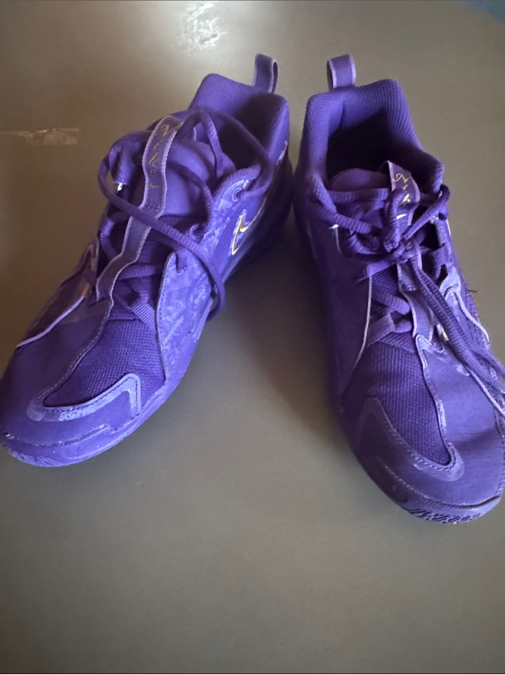 Purple Athletic Sneakers with Swoosh Detail